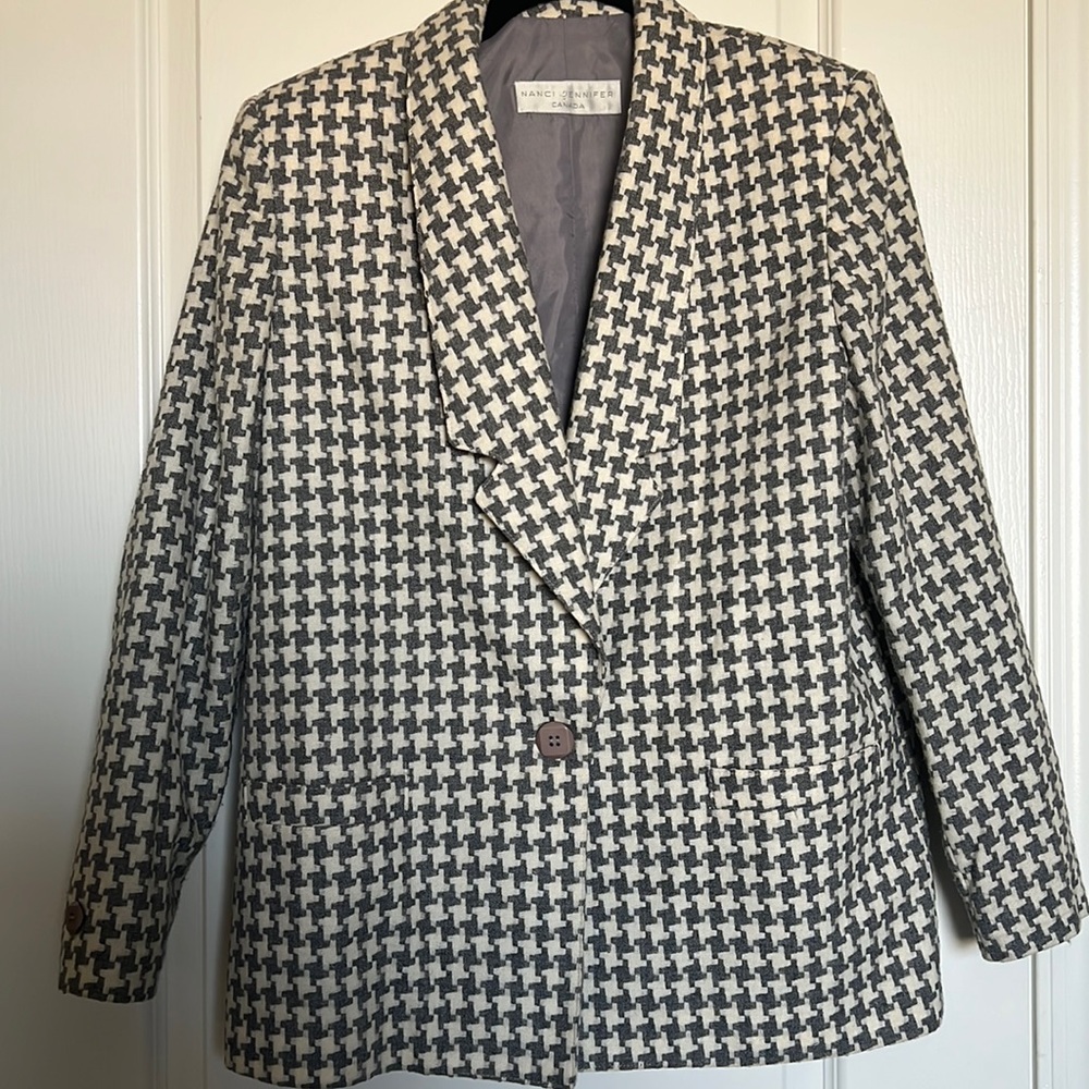 Nanci Jennifer Blazer Size 7/8 Gray/Cream